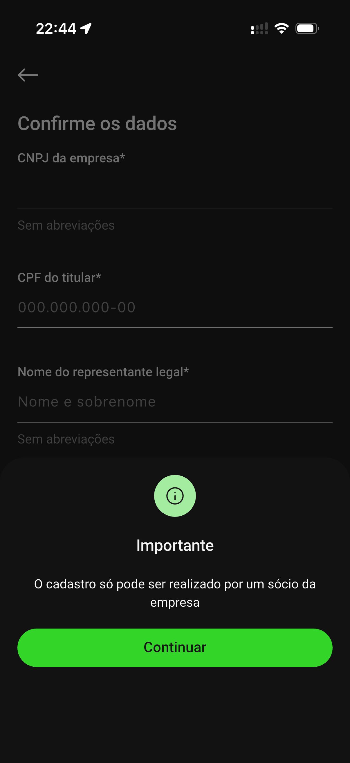 Dados do representante legal