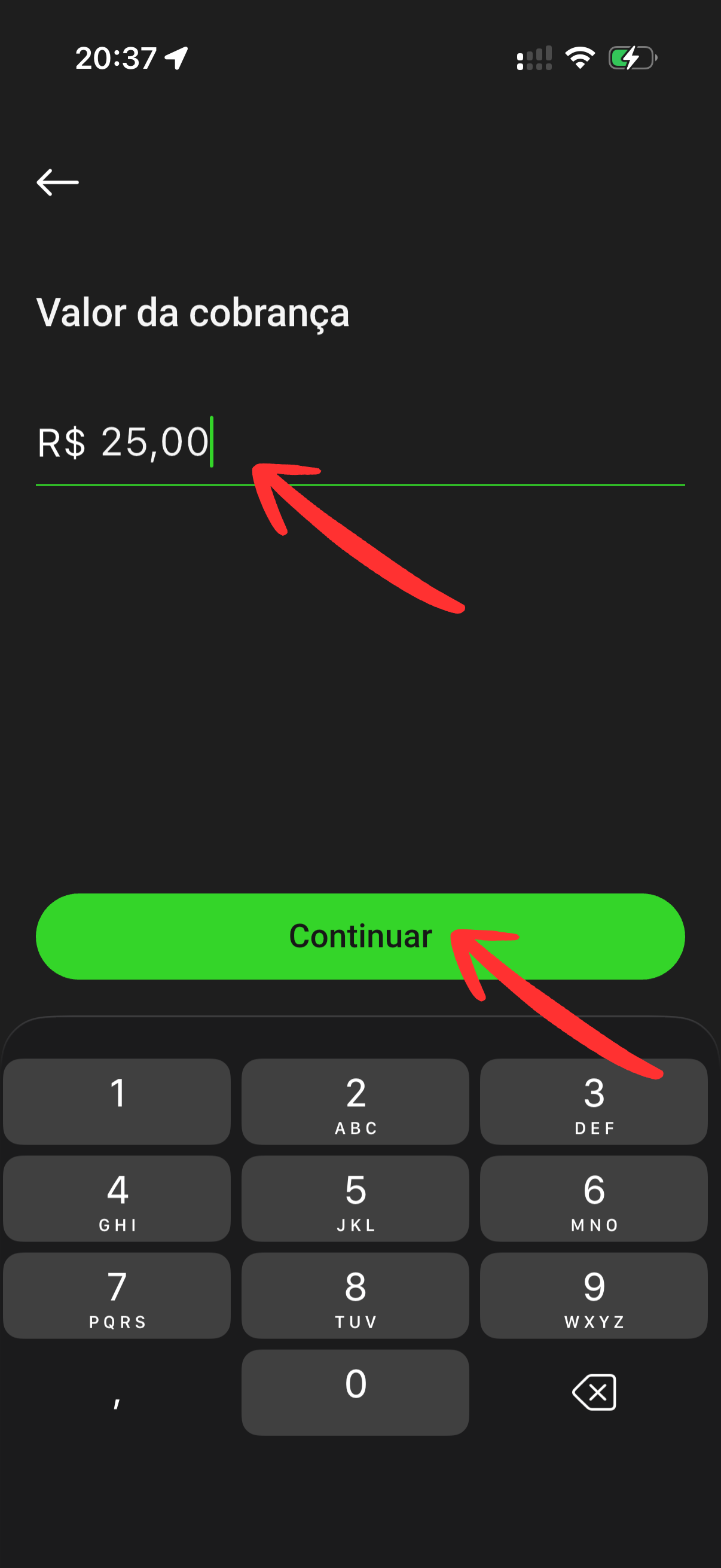 Inserir valor da venda