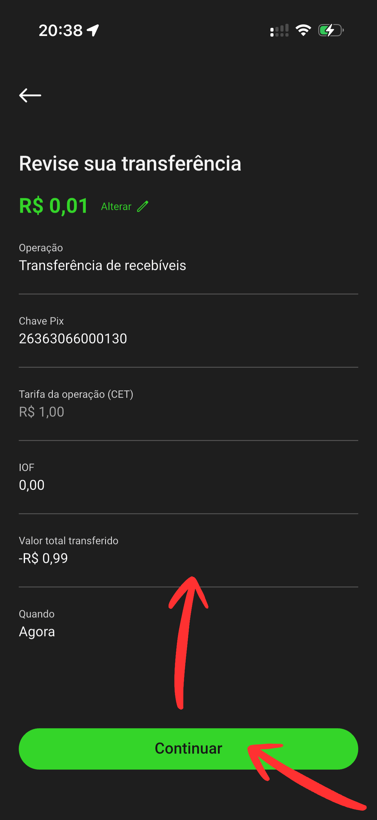Revisar transferência