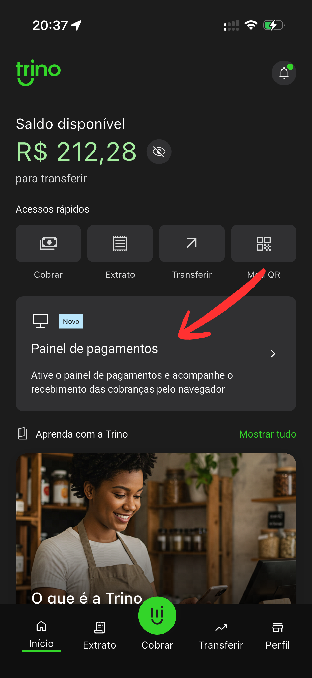 Botão painel de pagamentos