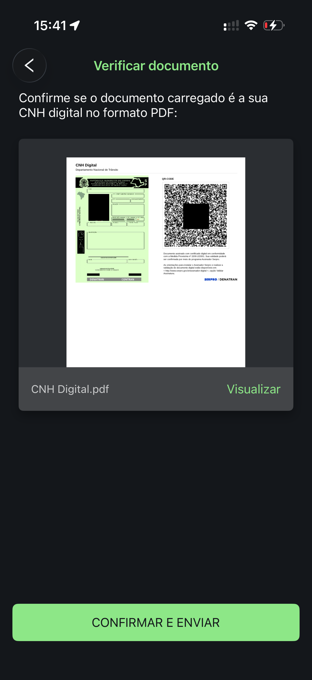 Confirmar e enviar documento