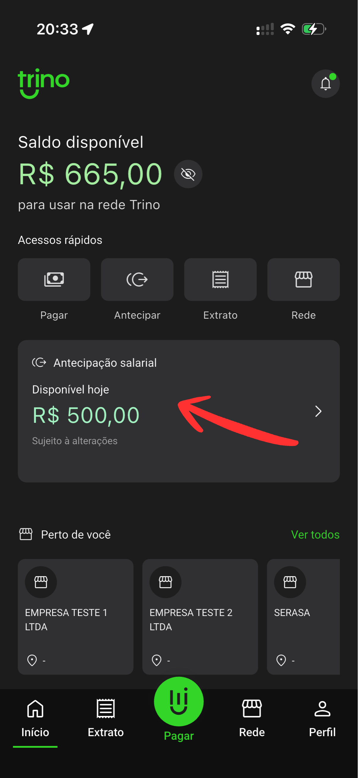 Botão de antecipação